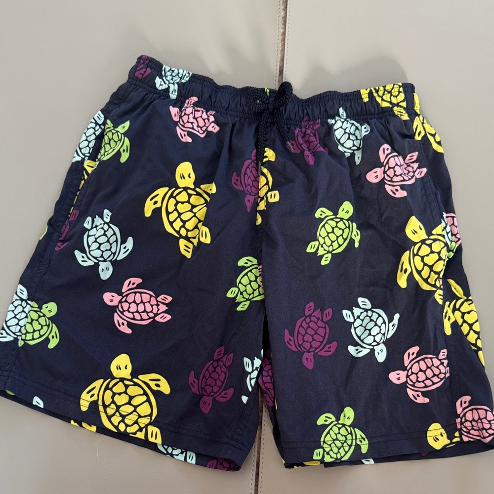 Vilebrequin Navy Blue Shorts with Multicolor Turtle Design